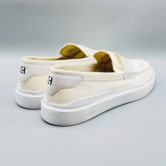 Cole Haan Shoes Womens 9 White Canvas Penny Loafers Grand 360 Slip On NEW - Picture 7 of 10
